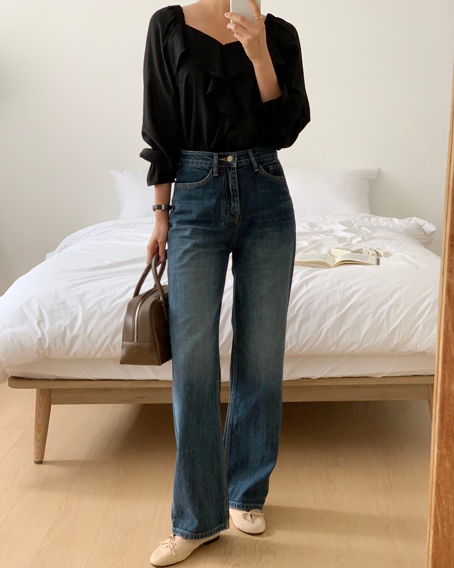 Brushed Straight Leg Jeans