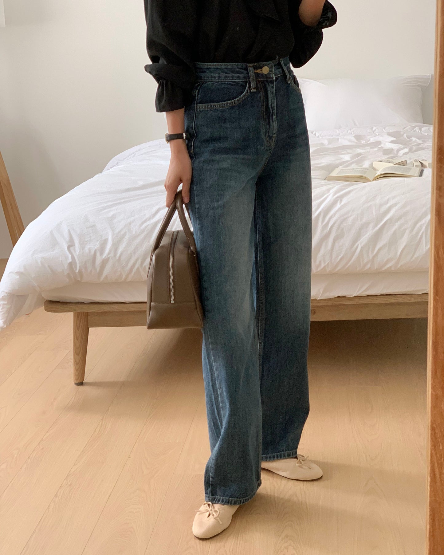 Brushed Straight Leg Jeans