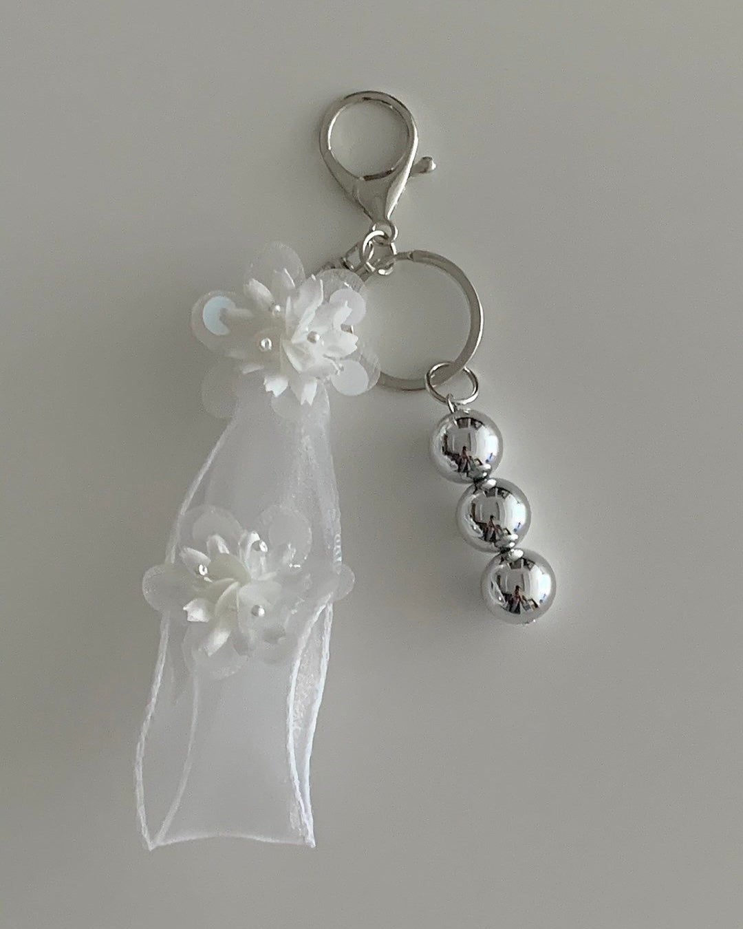 Flower Silver Ball Keychain