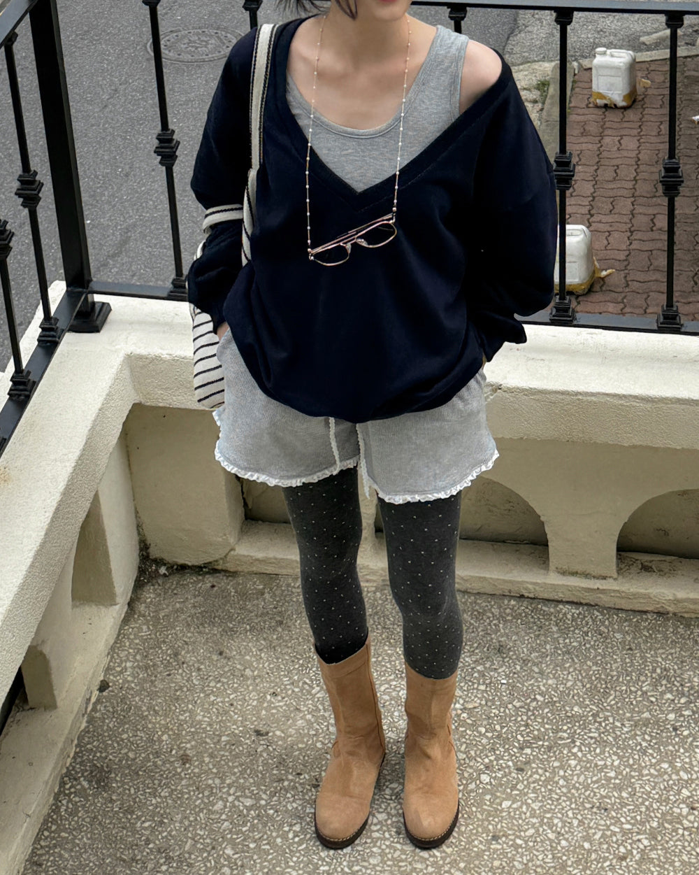 Deep V Neck Bow Sweatshirt