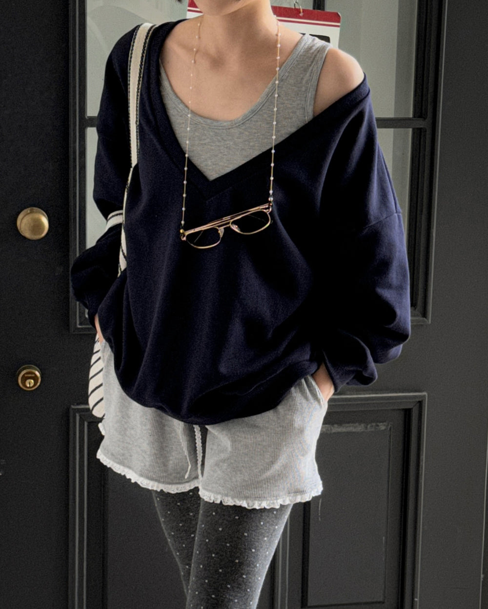 Deep V Neck Bow Sweatshirt