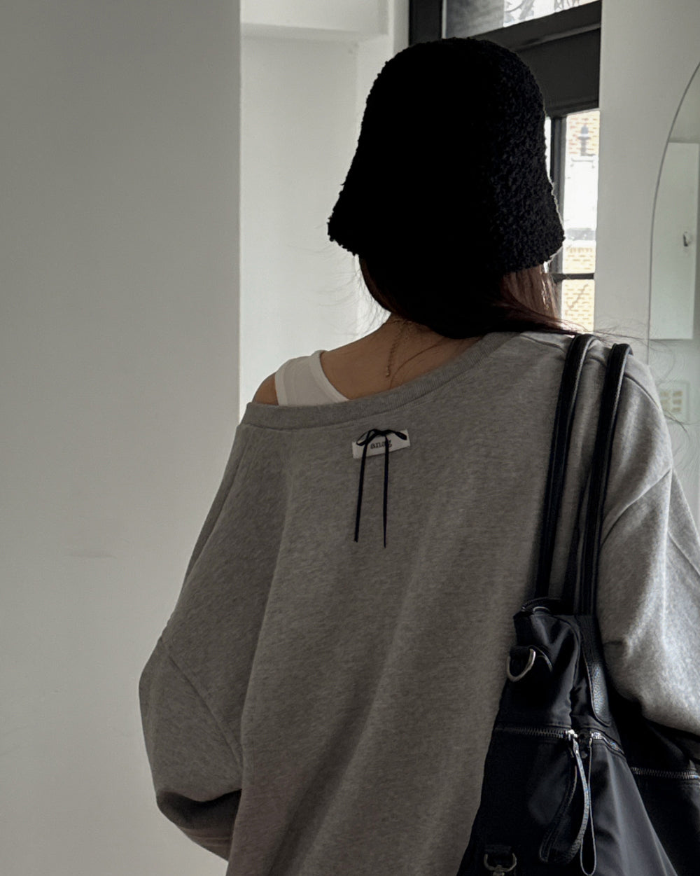 Deep V Neck Bow Sweatshirt