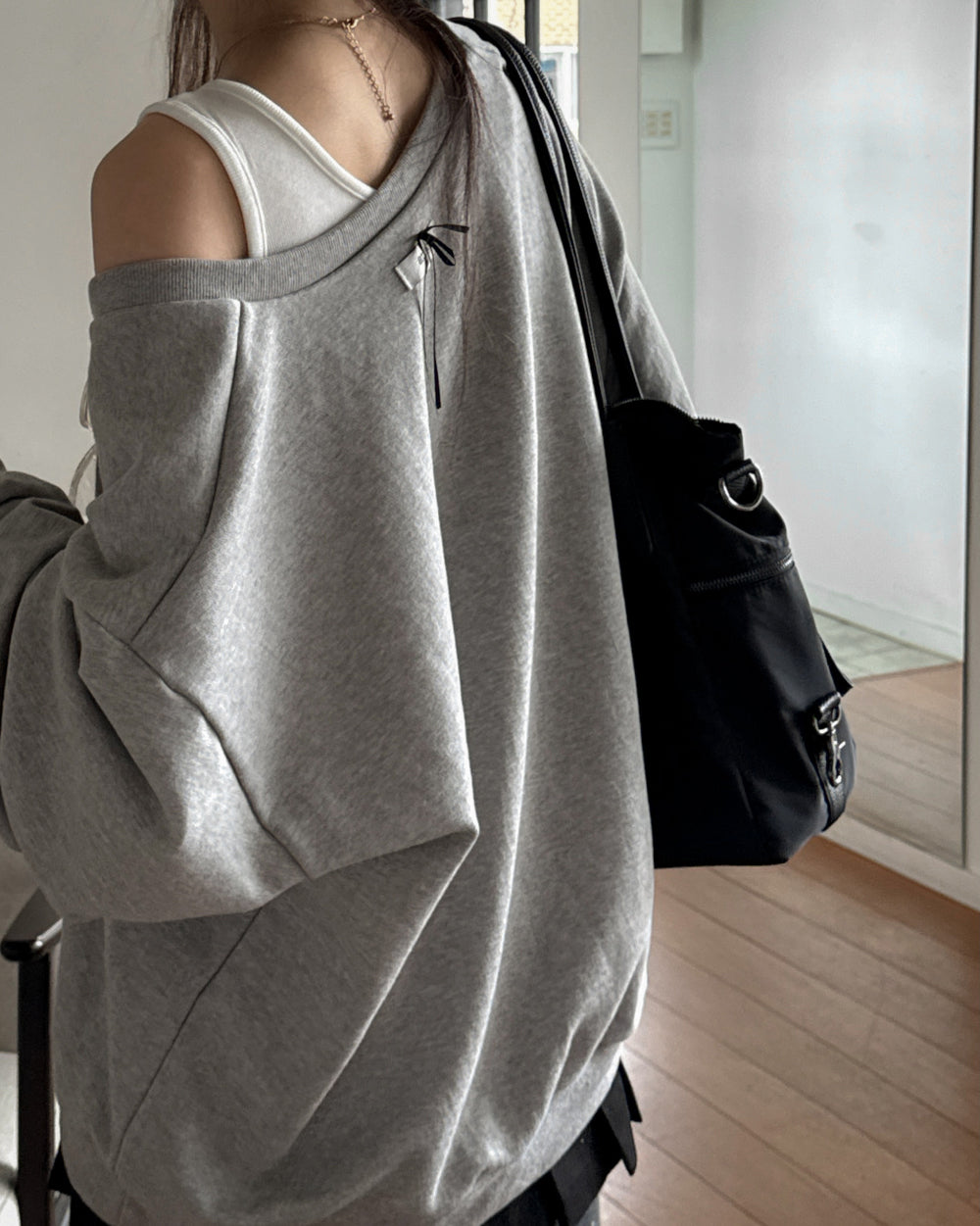 Deep V Neck Bow Sweatshirt