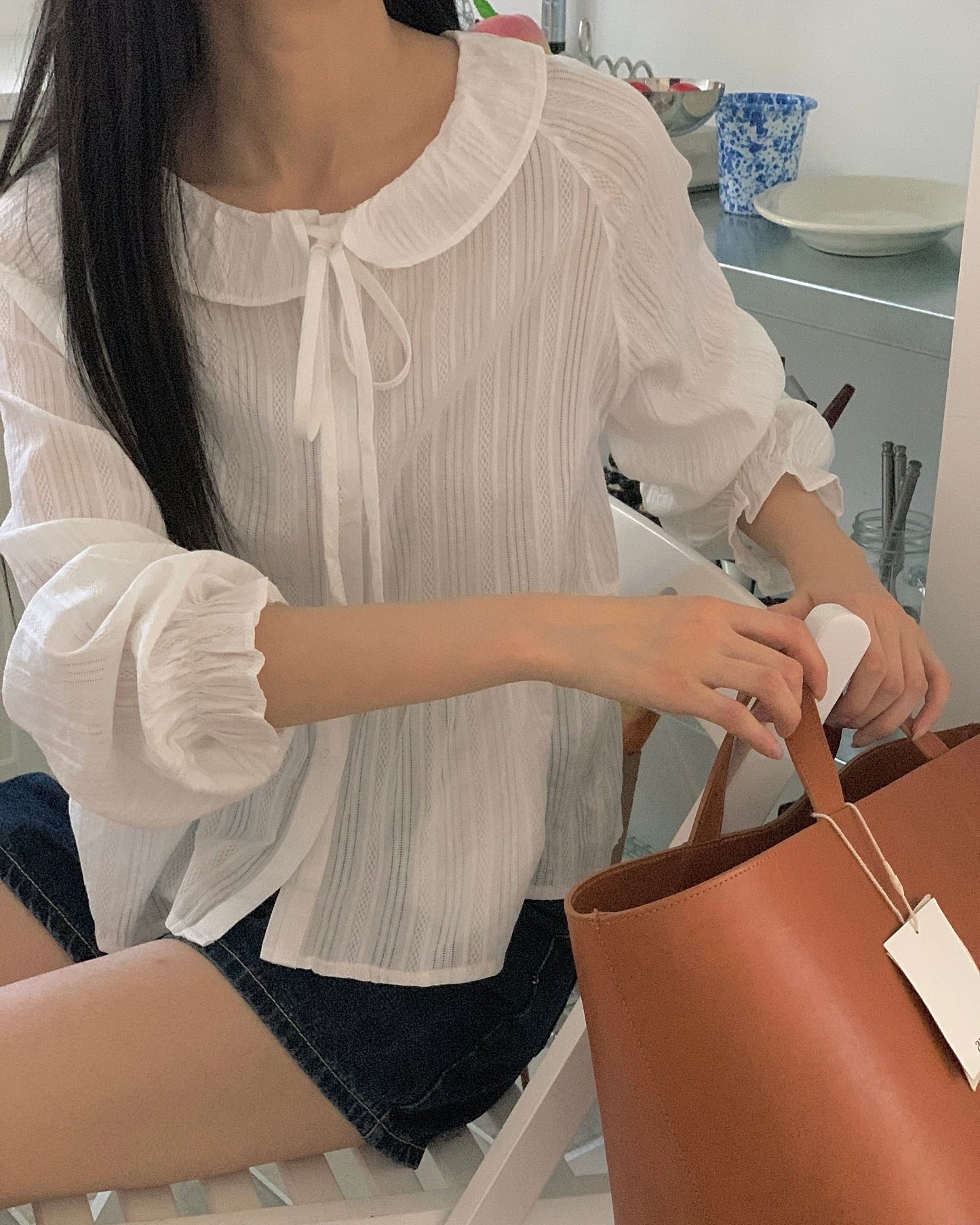 Ruffled Cotton Blouse