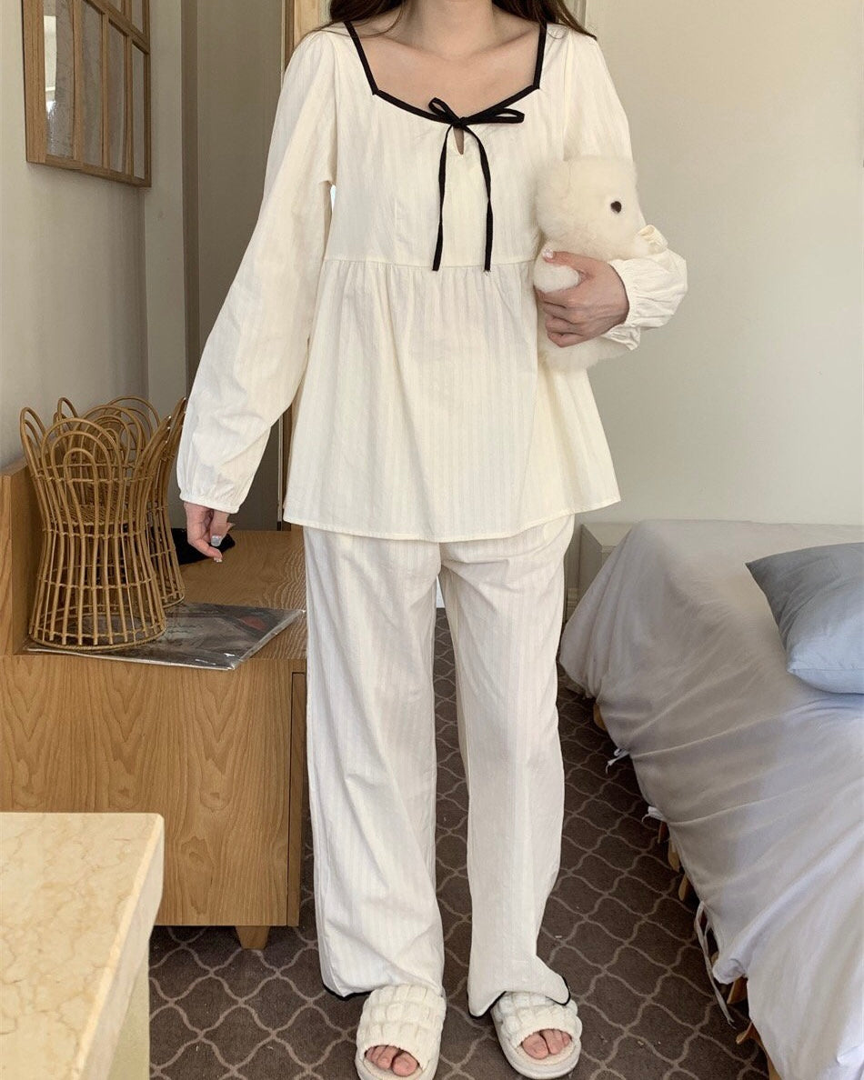 Contrast Seam Pajama Set