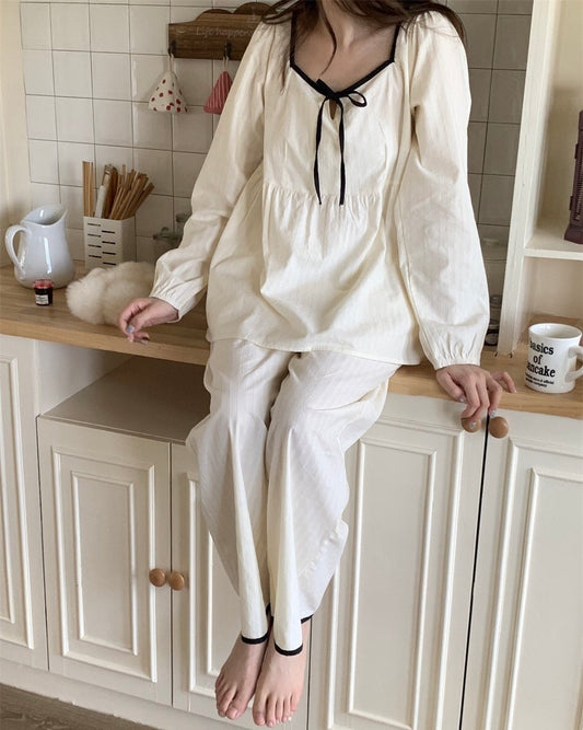 Contrast Seam Pajama Set