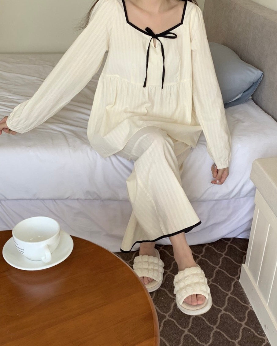 Contrast Seam Pajama Set