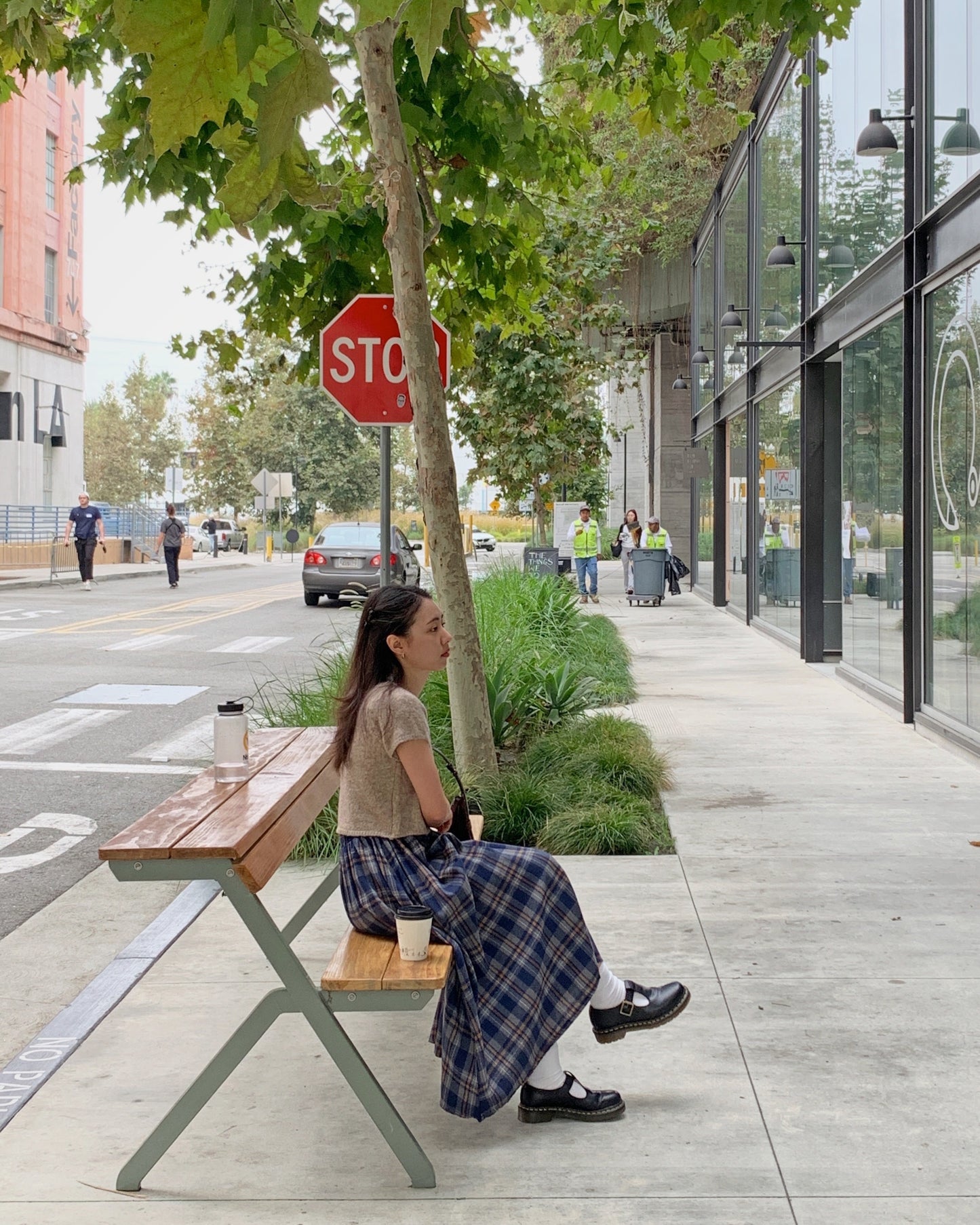 Plaid Maxi Flare Skirt