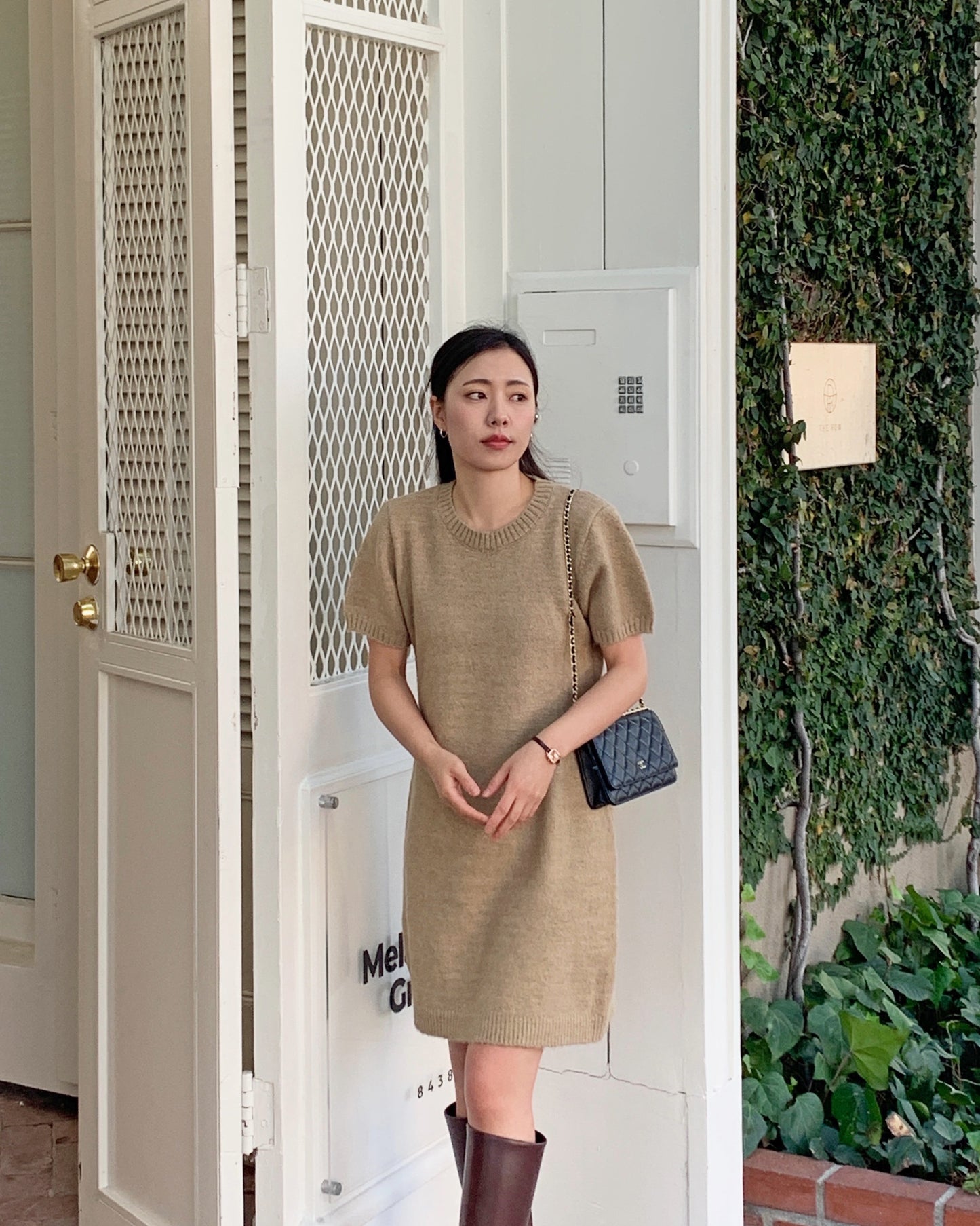 Puff Sleeve Wool Dress