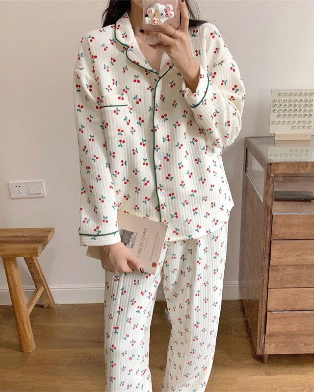 Quilted Cherry Pajama Set