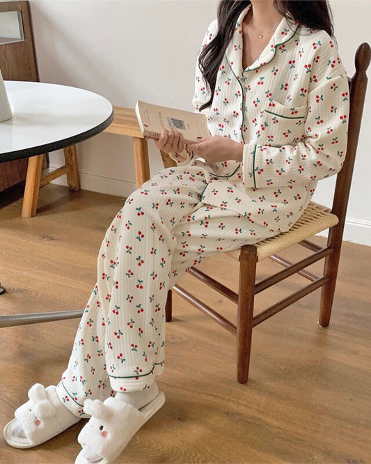 Quilted Cherry Pajama Set