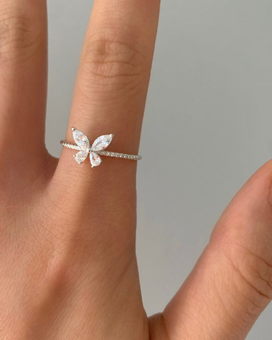 925 Silver Cubic Butterfly Ring