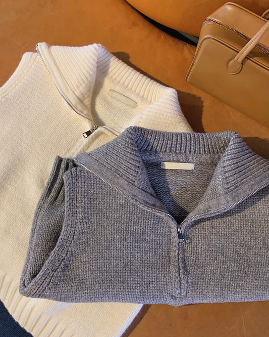 (PRE-ORDER) Half Zip Up Wool Vest