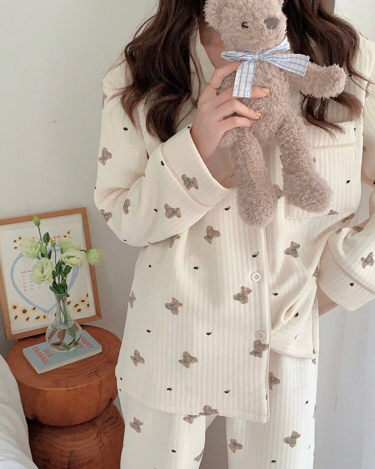 Milk Bear Quilted Pajama Set