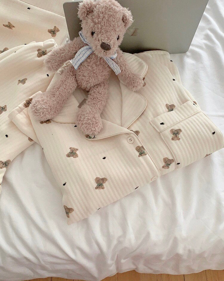 Milk Bear Quilted Pajama Set