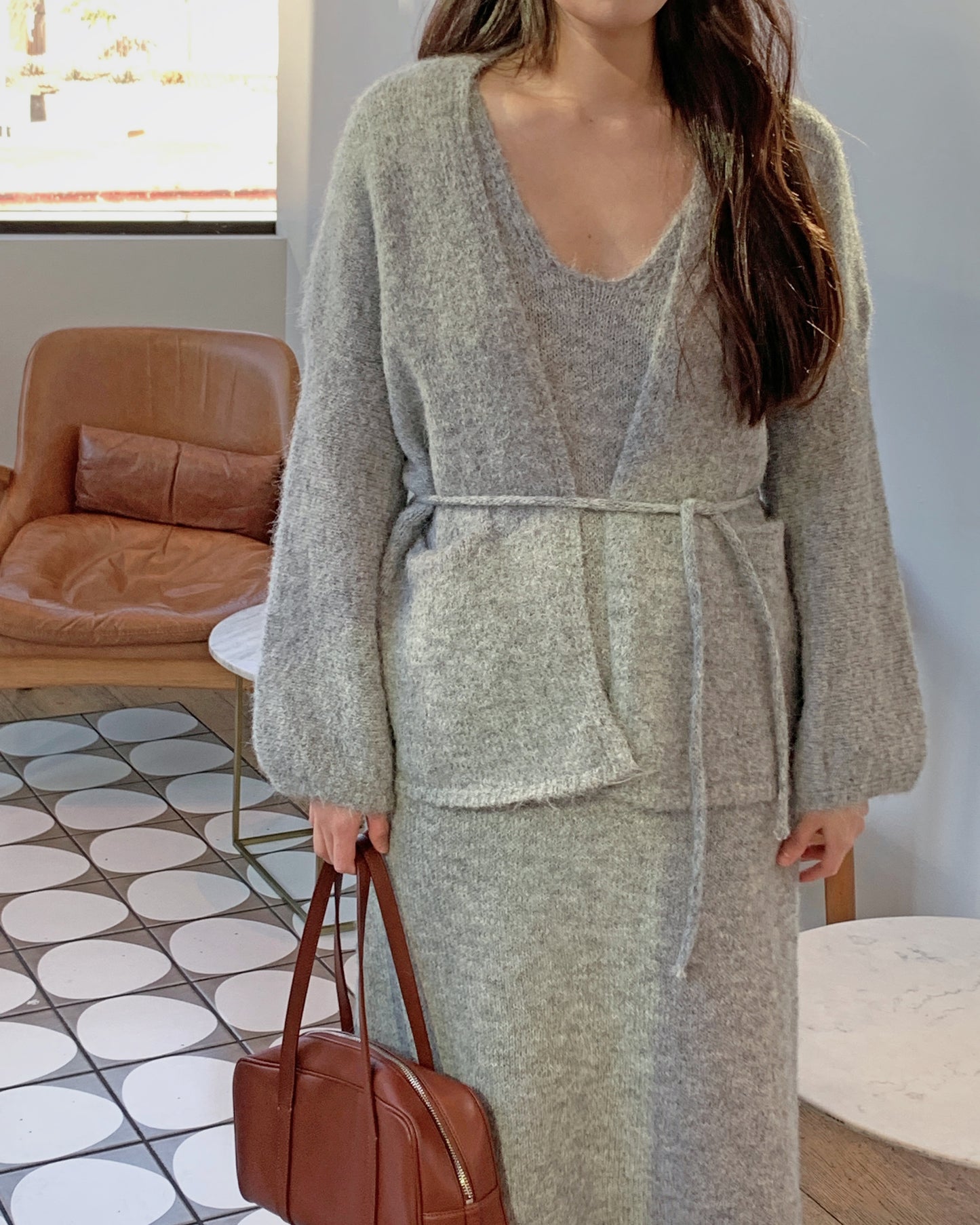 Open Cardigan Dress Set