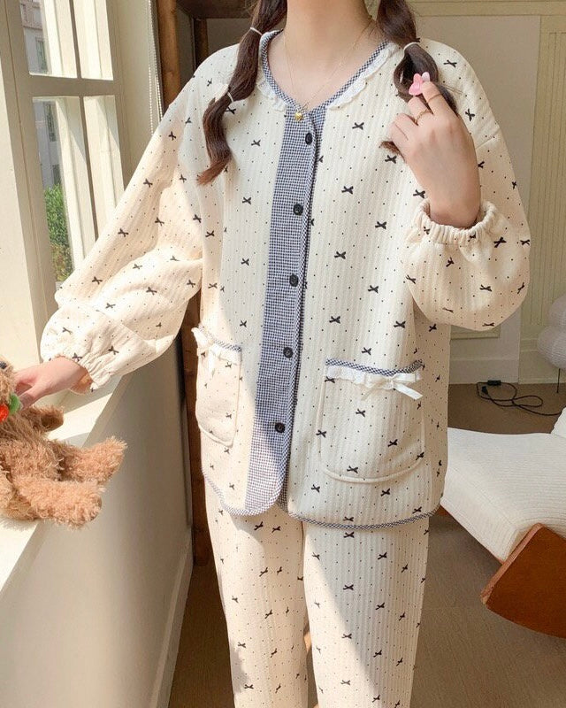 Quilted Bow Pajama Set