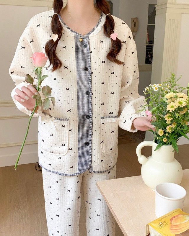 Quilted Bow Pajama Set