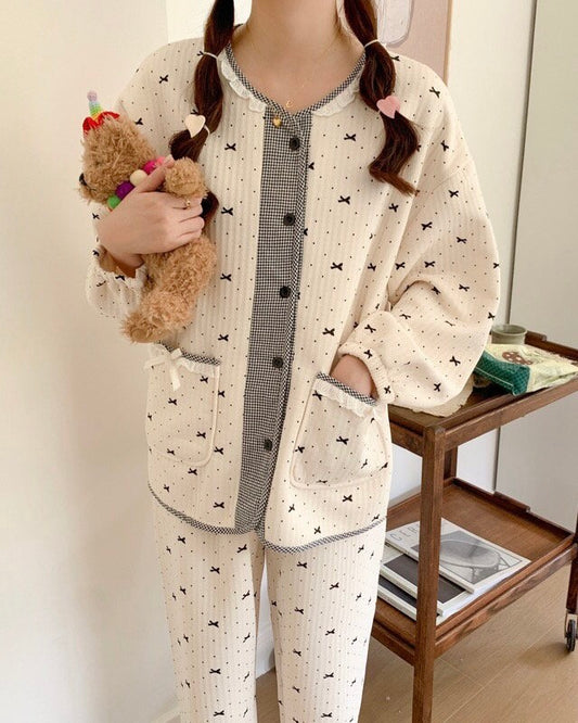 Quilted Bow Pajama Set