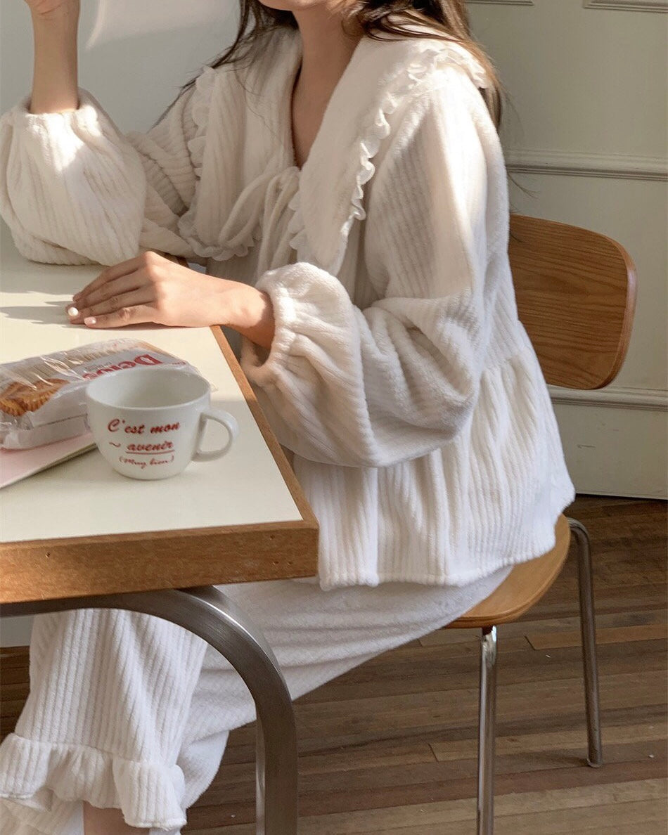 Sailor Collar Fleece Pajama Set