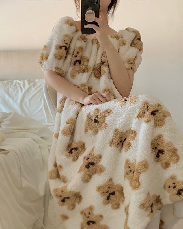 Bear Fleece Pajama Dress