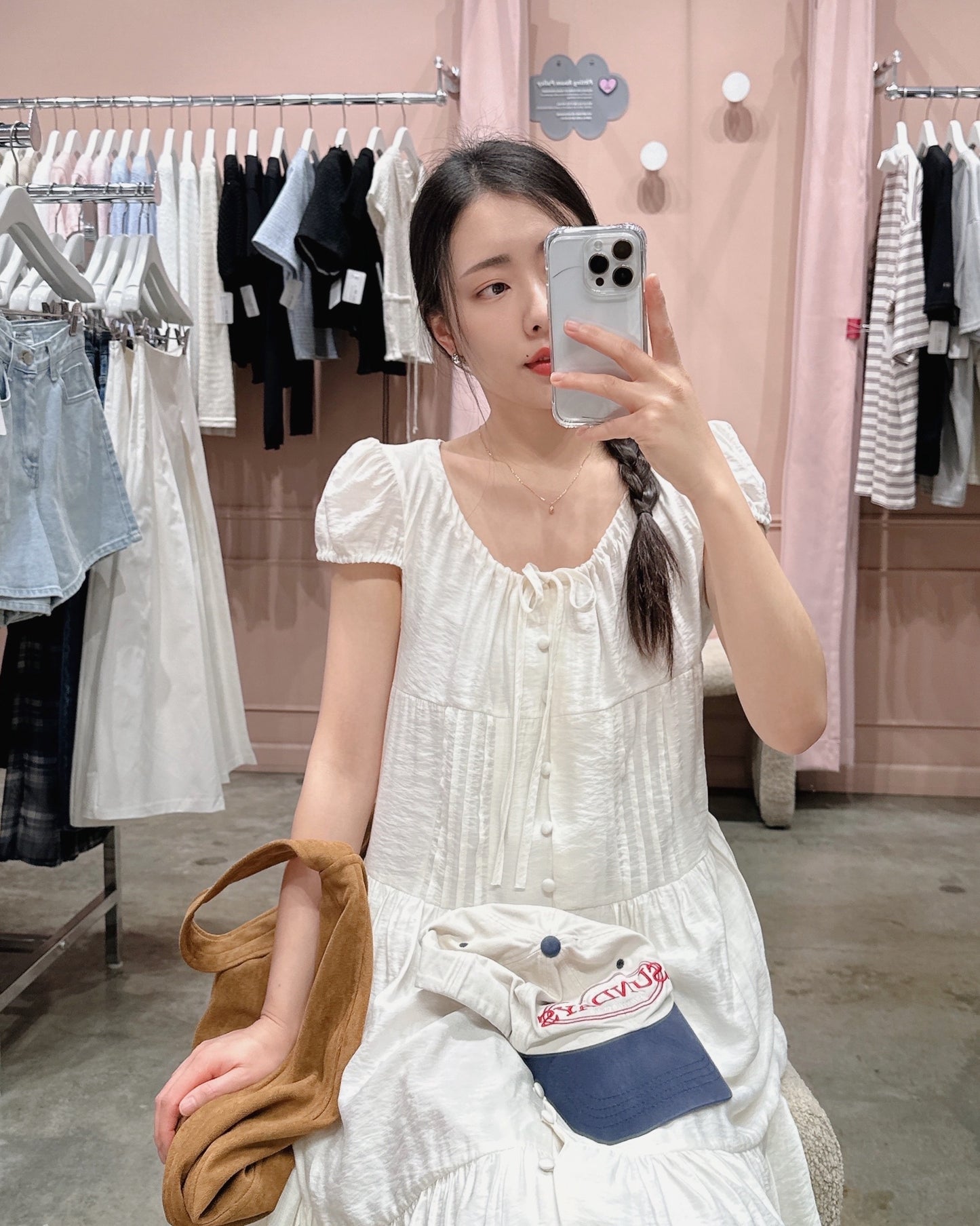 Pintuck Drawstring Maxi Dress