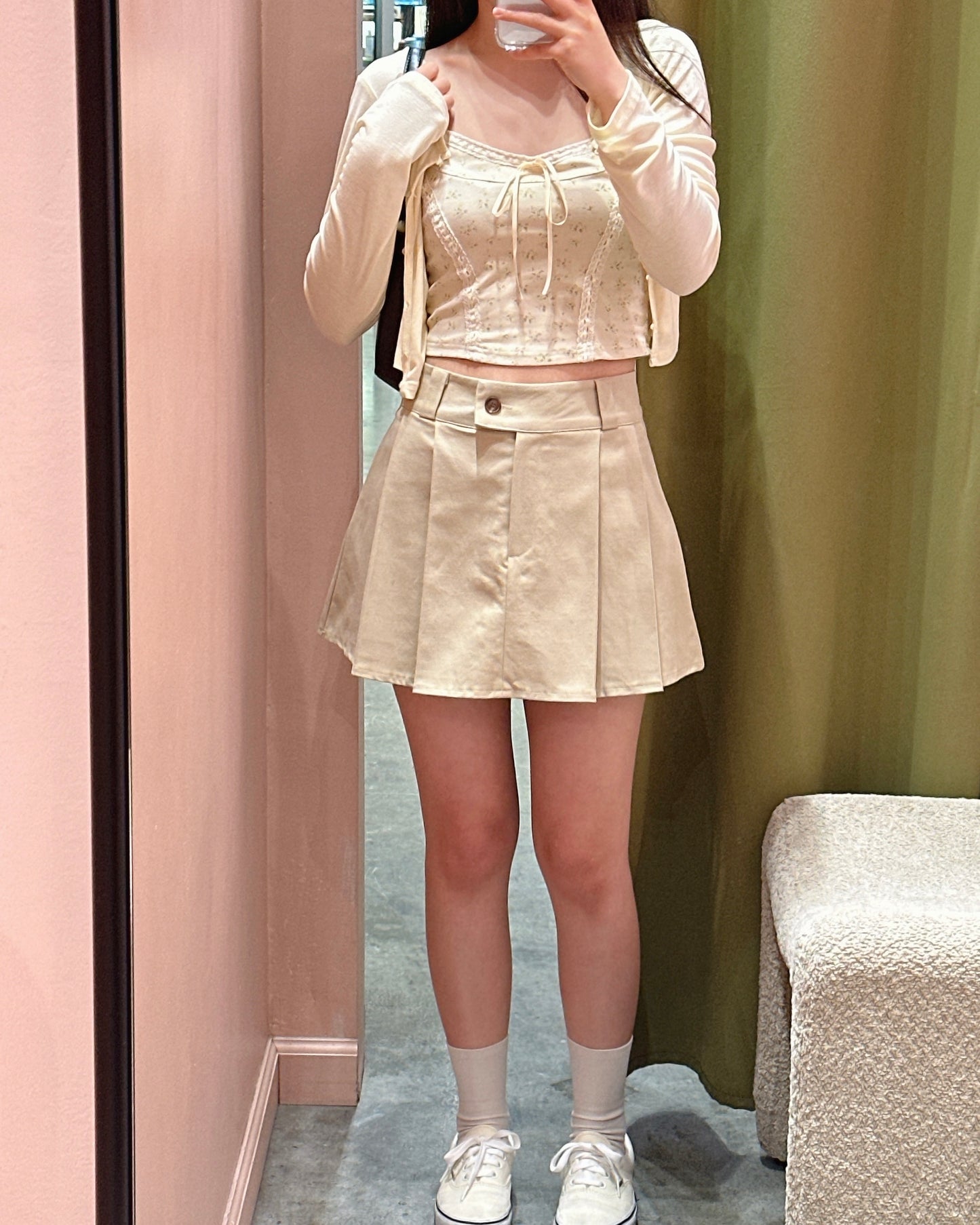 Side Button Pleat Skort