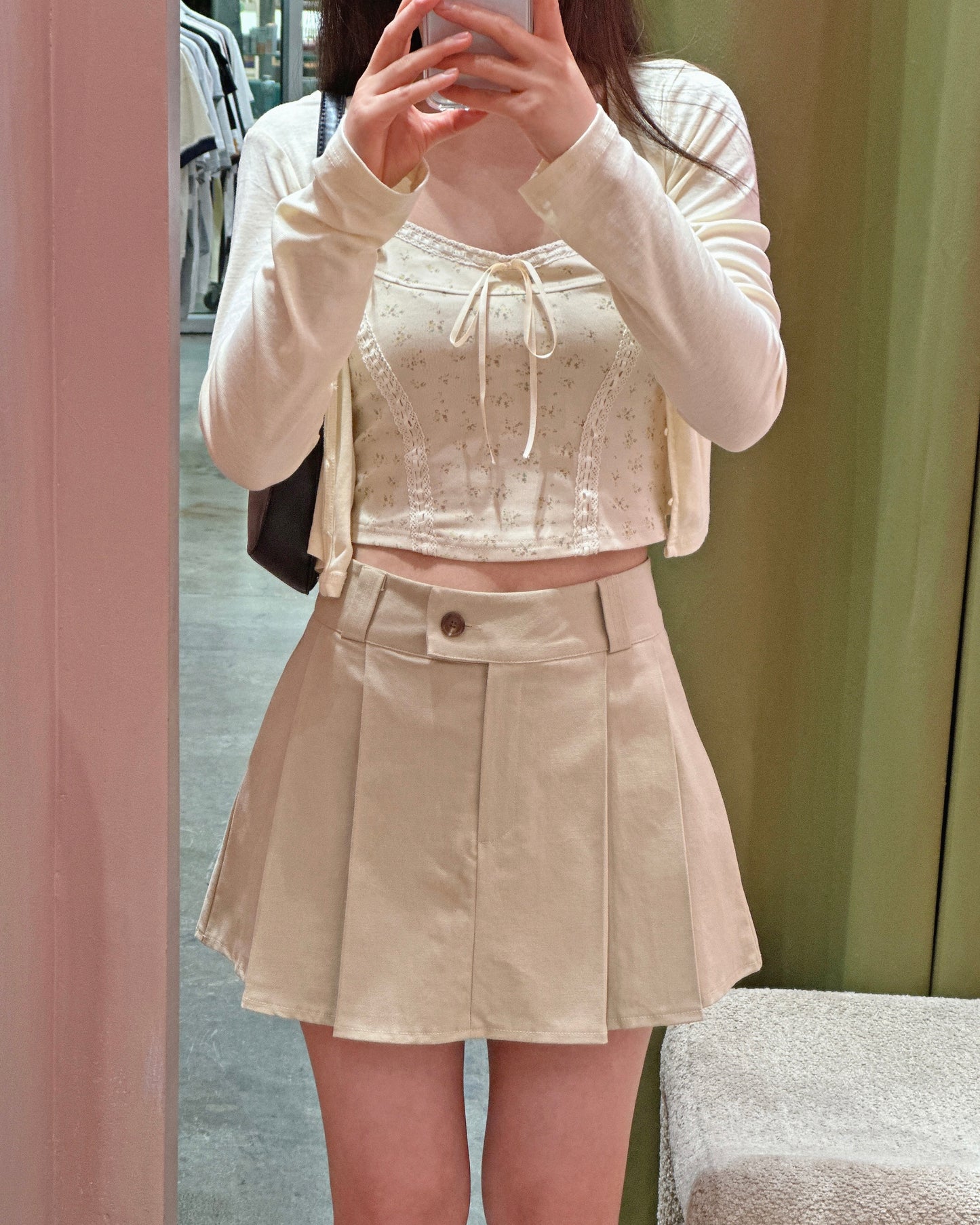 Side Button Pleat Skort