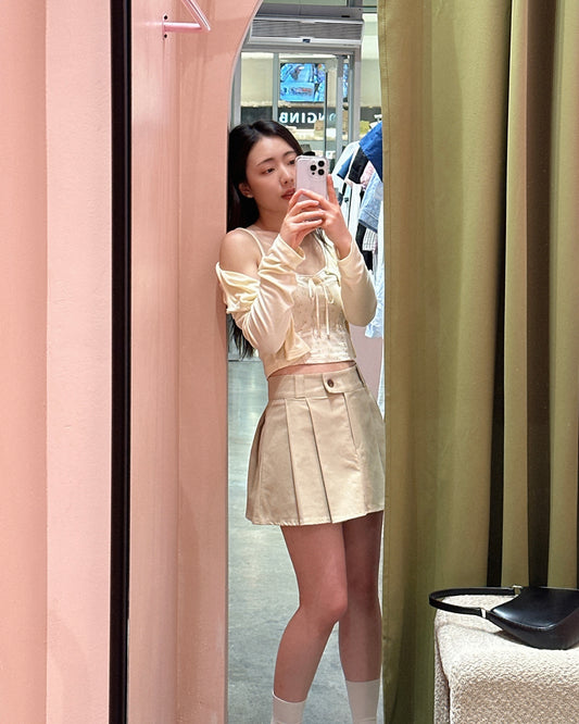 Side Button Pleat Skort