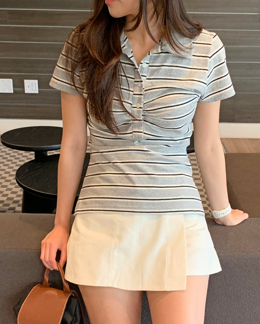 Slit-Side Shirred Polo