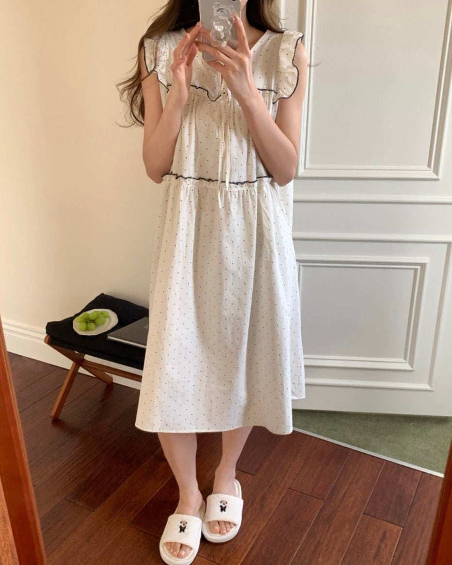 Polka Dot Ruffle Pajama Dress