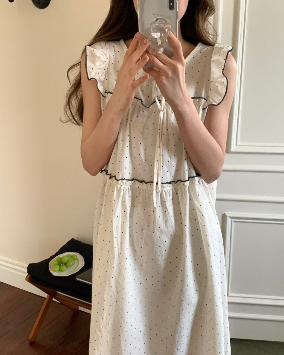 Polka Dot Ruffle Pajama Dress