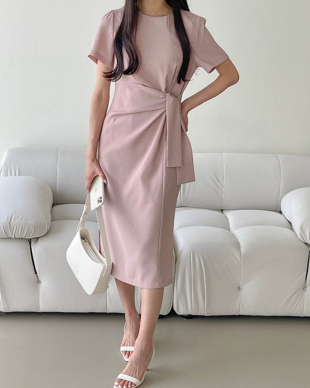 Tie-Waist Midi Dress