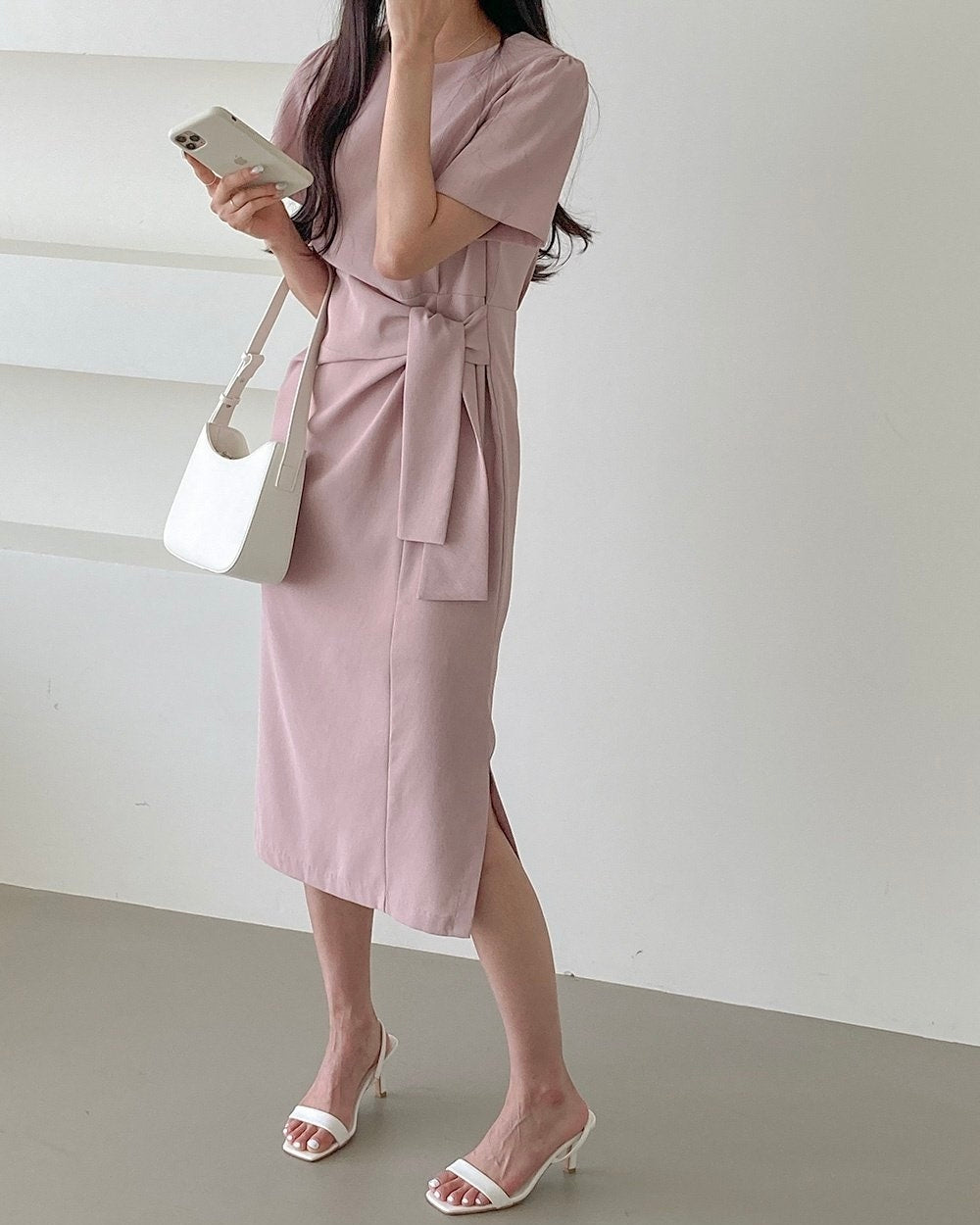 Tie-Waist Midi Dress