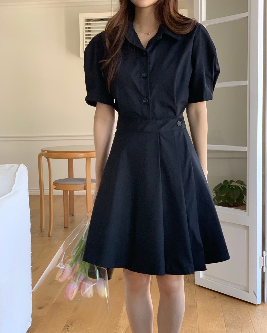 Puff Sleeve A-Line Dress