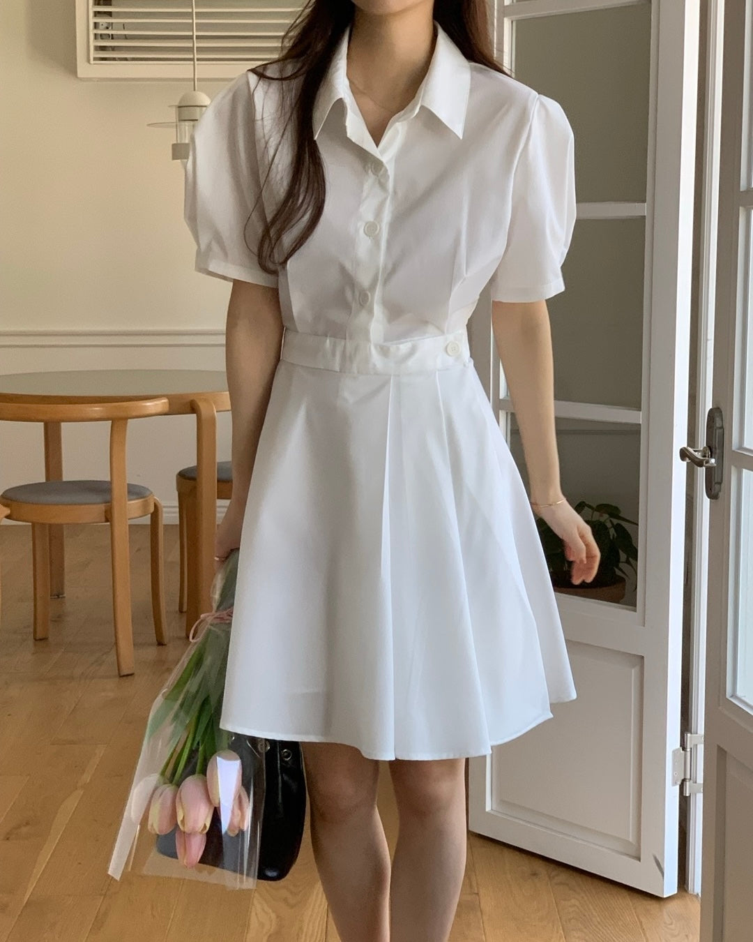 Puff Sleeve A-Line Dress