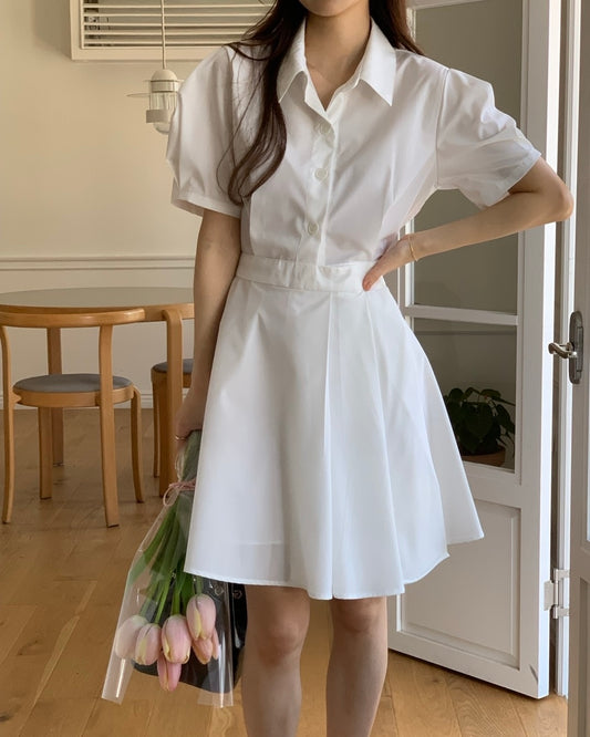 Puff Sleeve A-Line Dress