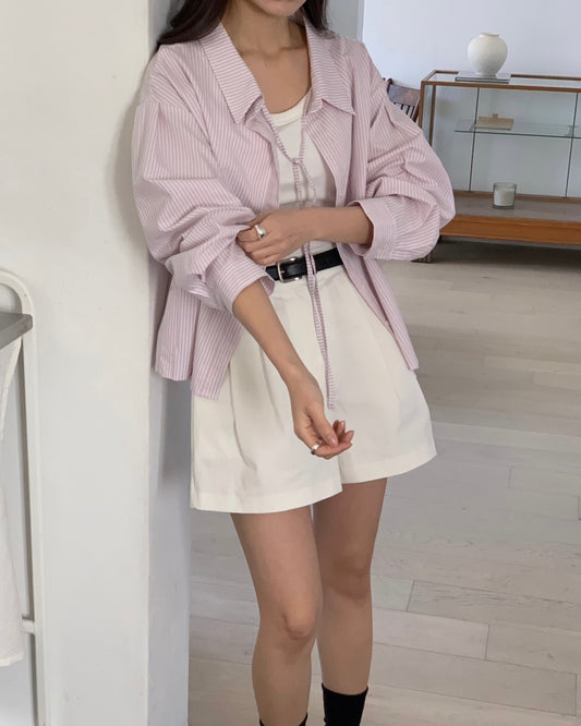 White Pintuck Shorts