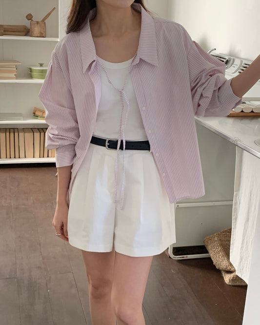 White Pintuck Shorts