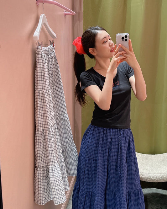 Checkered Tiered Skirt