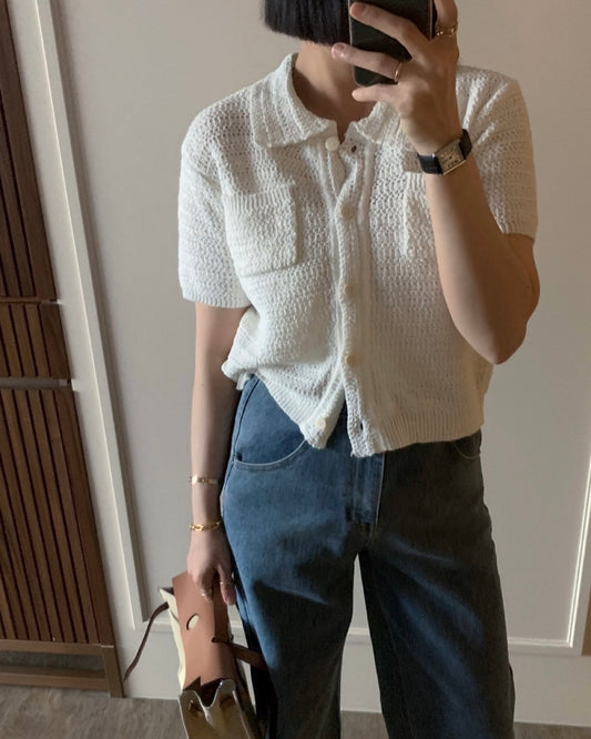 Cropped Pocket Cardigan