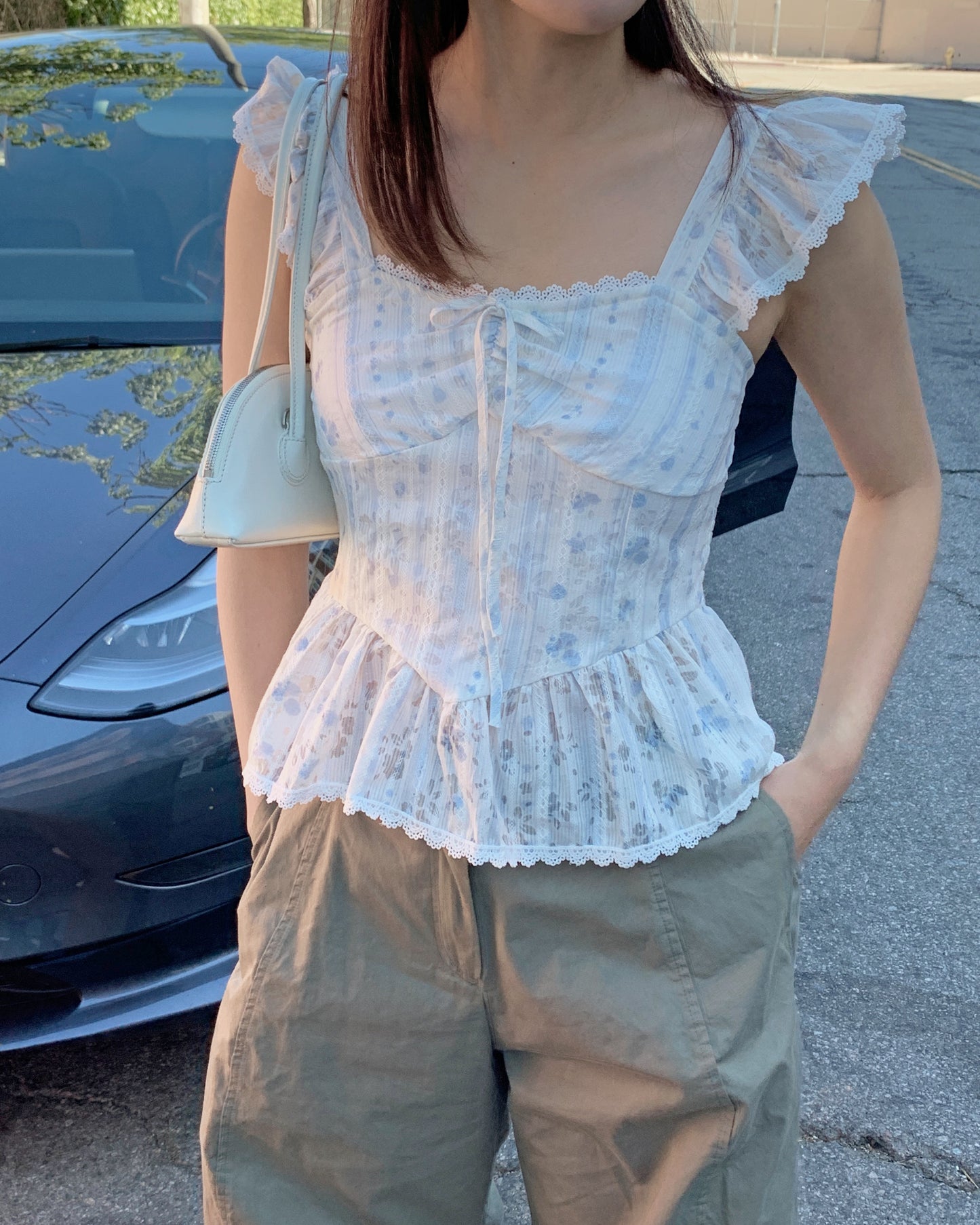 Floral Lace-Trimmed Camisole