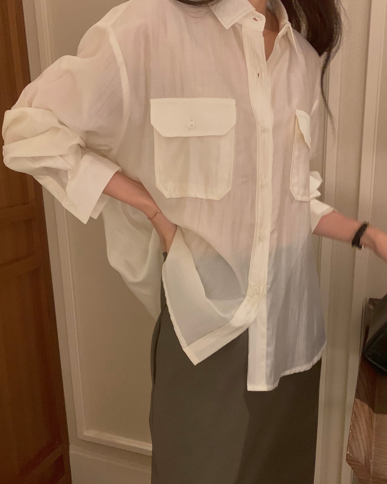 Sheer Double-Pocket Shirt
