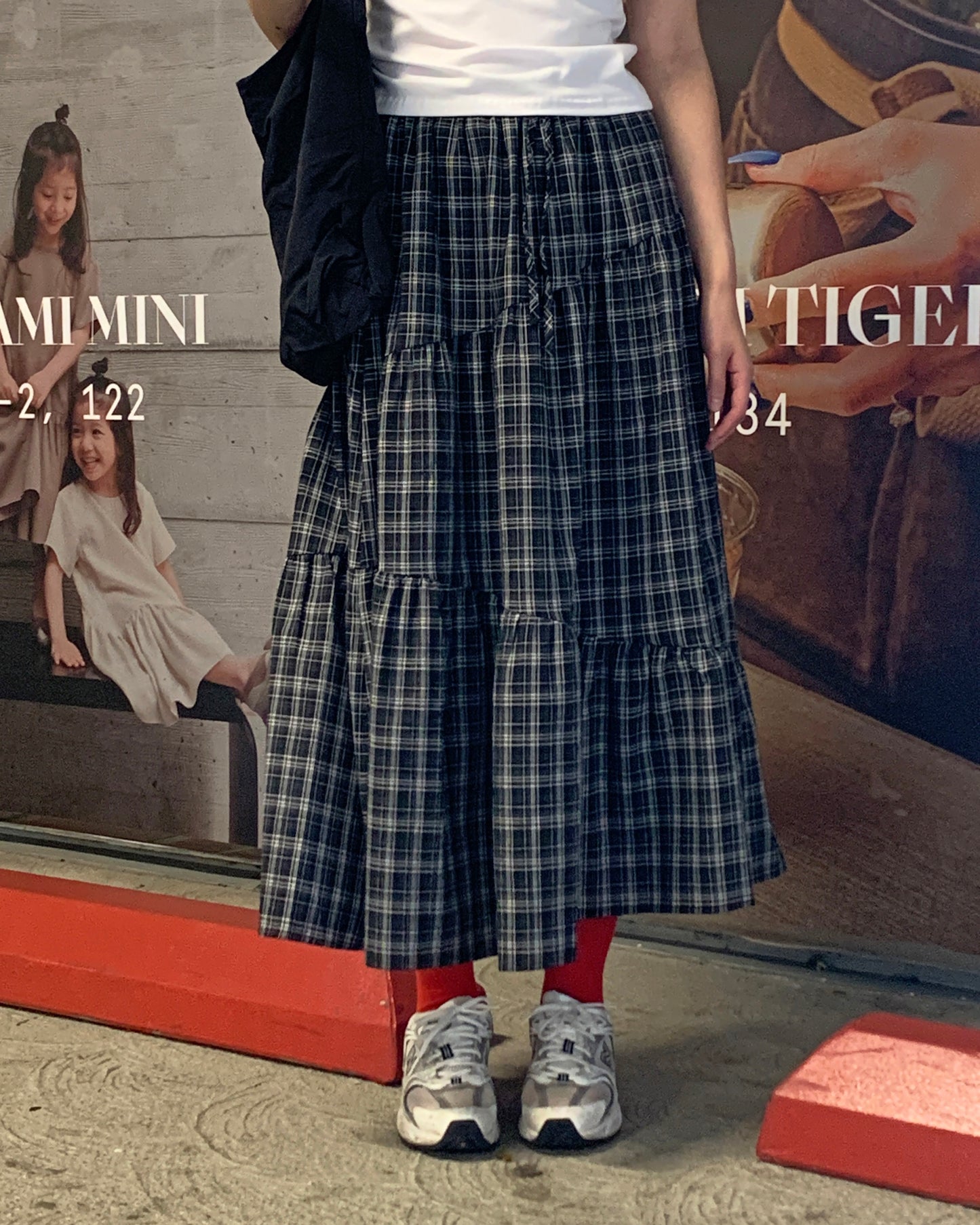 Plaid Tiered Maxi Skirt