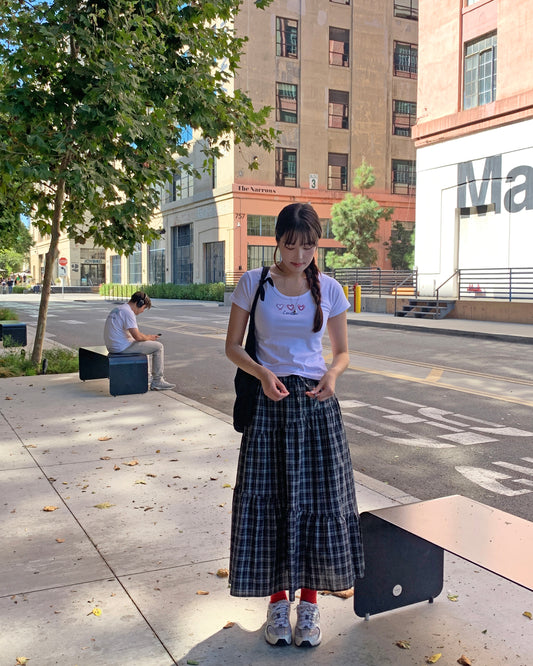 Plaid Tiered Maxi Skirt