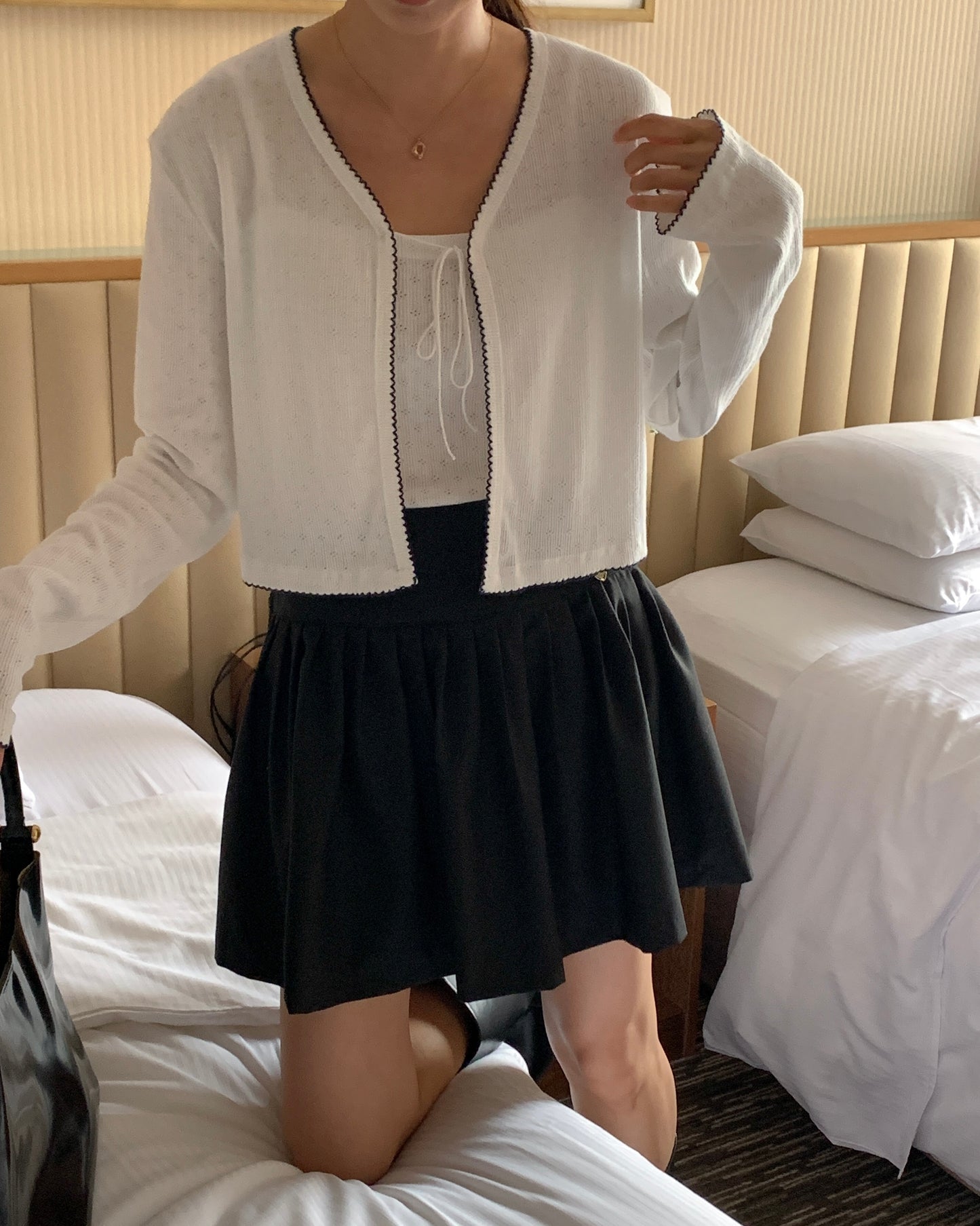 Scallop Trim Cardigan & Cami Set
