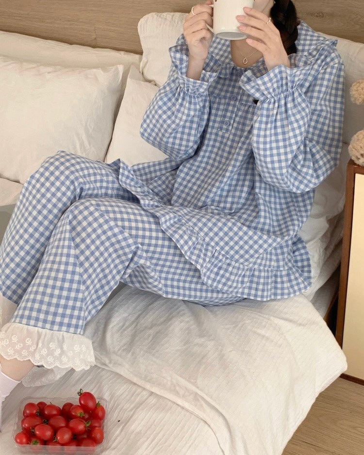 Sweet Gingham Couple Pajamas