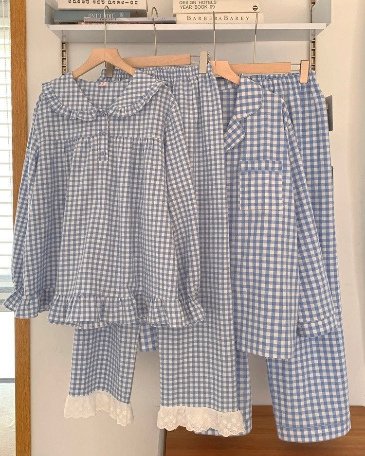 Sweet Gingham Couple Pajamas