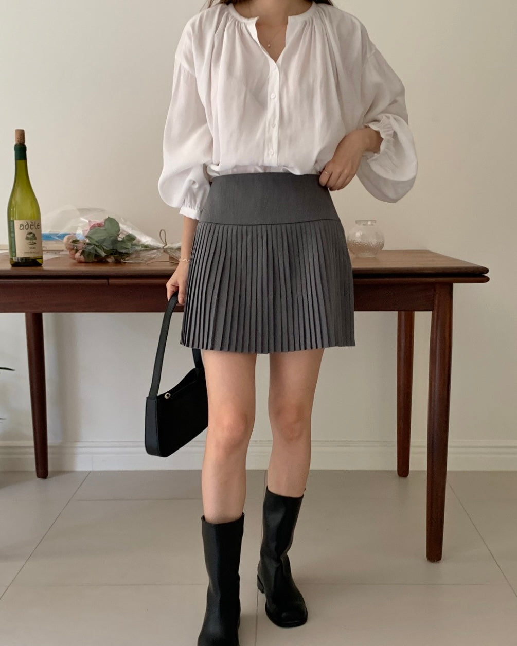 Ripple Pleated Mini Skirt