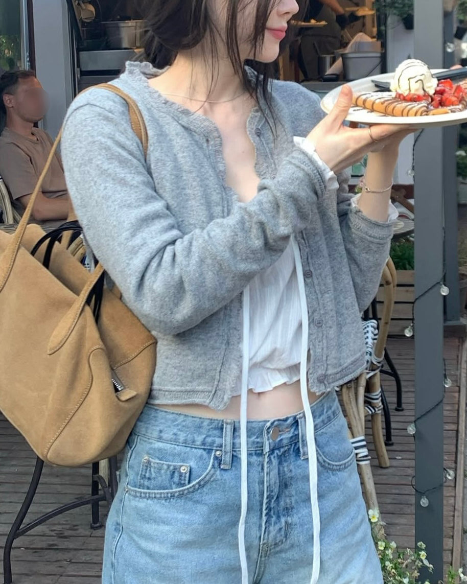 Frayed Edge Wool Cardigan